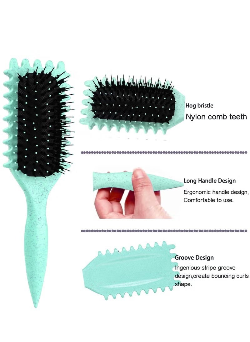 MUMO Bounce Curl Brush,Bounce Curl Defining Brush,Curl Defining Brush,Hair Brush Styling Brush,Shaping and Defining Curls for Women Girls (Color : Green) - Image 3